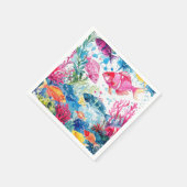 Levend Tropische Vis Waterverf Zee Levenspatroon Servet (Hoek)