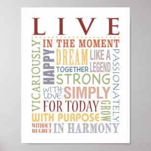 LEVEND Typografisch afdrukken, Live, Laugh, Love S Poster