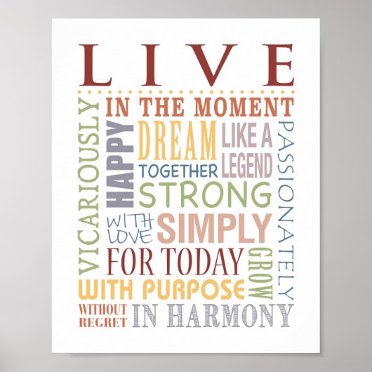 LEVEND Typografisch afdrukken, Live, Laugh, Love S Poster (Voorkant)