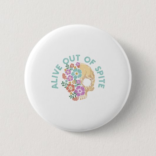 Levend Uit Ste Skull Citaat Ronde Button 5,7 Cm (Voorkant)