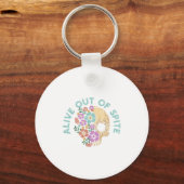 Levend Uit Ste Skull Citaat Sleutelhanger (Voorkant)