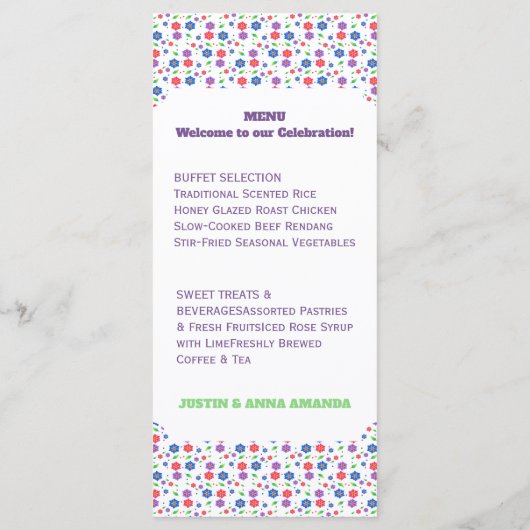 Levend waterverf bloemmotief wilde bloemen menu (Achterkant)