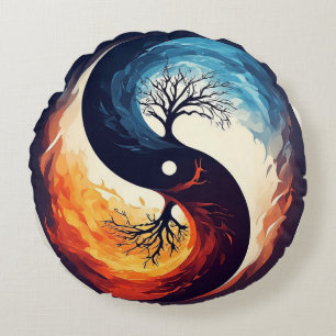 Levend Yin Yang-ontwerp Rond Kussen