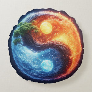 Levend Yin Yang-ontwerp Rond Kussen