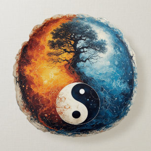 Levend Yin Yang-ontwerp Rond Kussen