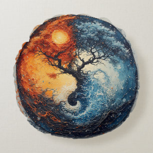 Levend Yin Yang-ontwerp Rond Kussen