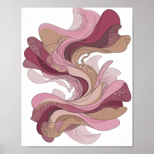 Levend Zilver ABSTRACTE KUNST Abstract ontwerp Poster (Voorkant)