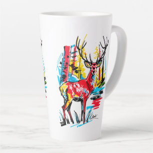 Levende Abstract Bos Herten Hedendaagse Fijne Kuns Latte Mok