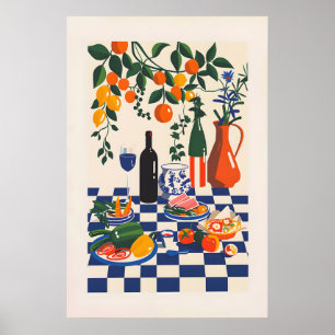 Levende Abstracte Voedsel- en Wijnkunstprint Poster