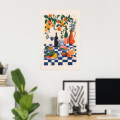 Levende Abstracte Voedsel- en Wijnkunstprint Poster (Thuiskantoor)
