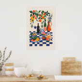 Levende Abstracte Voedsel- en Wijnkunstprint Poster (Keuken)