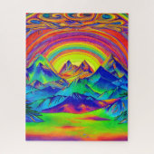 Levende berglandschap bij zonsondergang Psychadeli Legpuzzel (Verticaal)