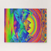 Levende berglandschap bij zonsondergang Psychadeli Legpuzzel (Horizontaal)