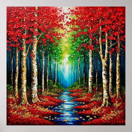 Levende bomen en herfstloof poster (Voorkant)