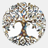 Levende boom ronde sticker (Voorkant)