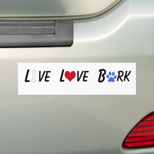 LEVENDE BUMPERSTICKER VAN LIVE LOVE BARK (Op auto)