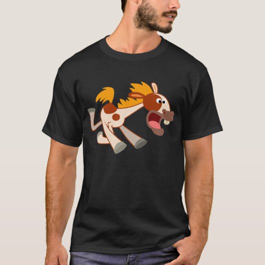 Levende Cartoon Pinto Horse T-Shirt (Voorkant)