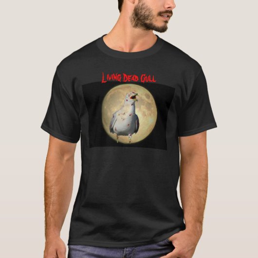Levende Dode Meeuw Zombie Zeemeeuw en Maan T-shirt (Voorkant)