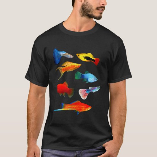 Levende dragers Vis Mollies Swordtails Guppies Pla T-shirt (Voorkant)
