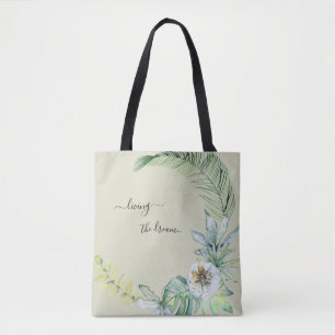 Levende droom Tropisch blad Beige Tote Bag