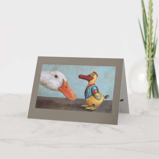 levende eenden en antiek speelgoed kaart (Voorkant)