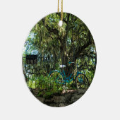 Levende eikenboom en klassieke fiets keramisch ornament (Rechts)