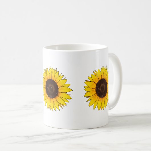 Levende Gele Zonnebloem Bloei Koffiemok (Voorkant rechts)