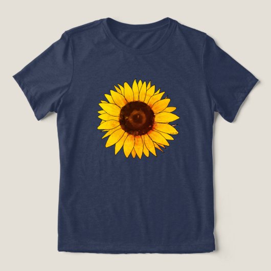 Levende Gele Zonnebloem Bloei Tri-Blend Shirt (Design voorkant)