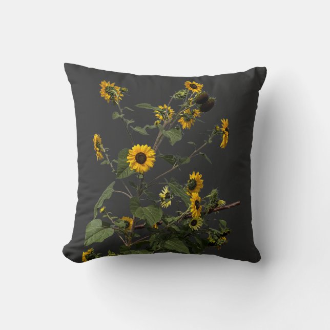 Levende Gele Zonnebloem  Kussen (Voorkant)