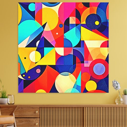 Levende Geometrische Abstracte Kunst Canvas Afdruk (Insitu (Woonkamer))