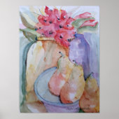 Levende glazen flessen en peren in een bord poster (Voorkant)