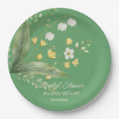 Levende Groene Gele en Witte Bloemen Douche Papieren Bordje (Voorkant)