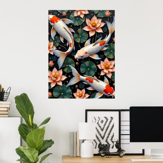 Levende Koi Vijver Poster (Thuiskantoor)