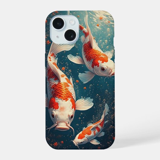 Levende Koi Vissen Zwemmen iPhone 15 Case (Achterkant)