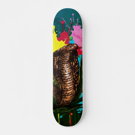 Levende Koning Cobra Drip Art Illustratie Persoonlijk Skateboard (Voorkant)