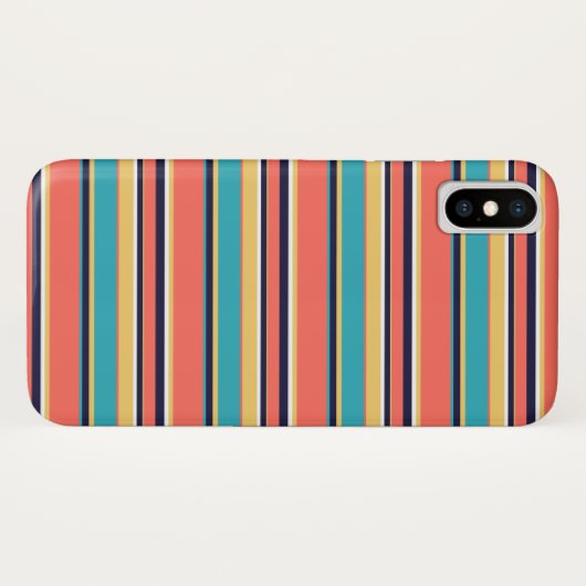 Levende koraal-, blauwe en gele strepen Case-Mate iPhone case (Achterkant (horizontaal))