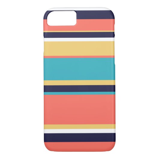 Levende koraal-, blauwe en gele strepen Case-Mate iPhone case (Achterkant)
