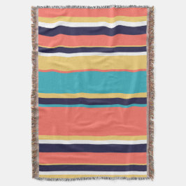 Levende koraal-, blauwe en gele strepen deken