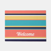 Levende koraal-, blauwe en gele strepen deurmat (Voorkant)