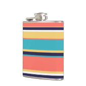 Levende koraal-, blauwe en gele strepen heupfles (Links)