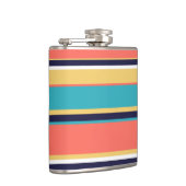 Levende koraal-, blauwe en gele strepen heupfles (Rechts)