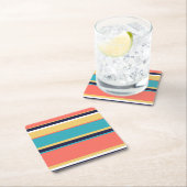 Levende koraal-, blauwe en gele strepen kartonnen onderzetters (Insitu)