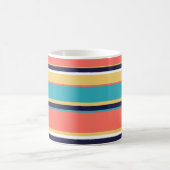 Levende koraal-, blauwe en gele strepen koffiemok (Center)