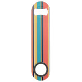 Levende koraal-, blauwe en gele strepen speed flessenopener (Voorkant)