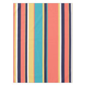 Levende koraal-, blauwe en gele strepen tafelkleed (Voorkant)