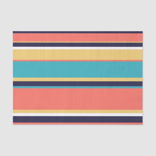 Levende koraal-, blauwe en gele strepen tissuepapier (Voorkant)