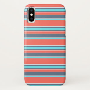 Levende koraal-, blauwe en grijze strepen Case-Mate iPhone case