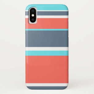 Levende koraal-, blauwe en grijze strepen Case-Mate iPhone case