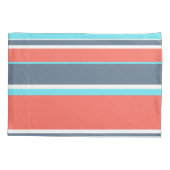 Levende koraal-, blauwe en grijze strepen kussensloop (Achterkant)