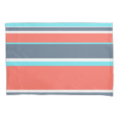 Levende koraal-, blauwe en grijze strepen kussensloop (Voorkant)